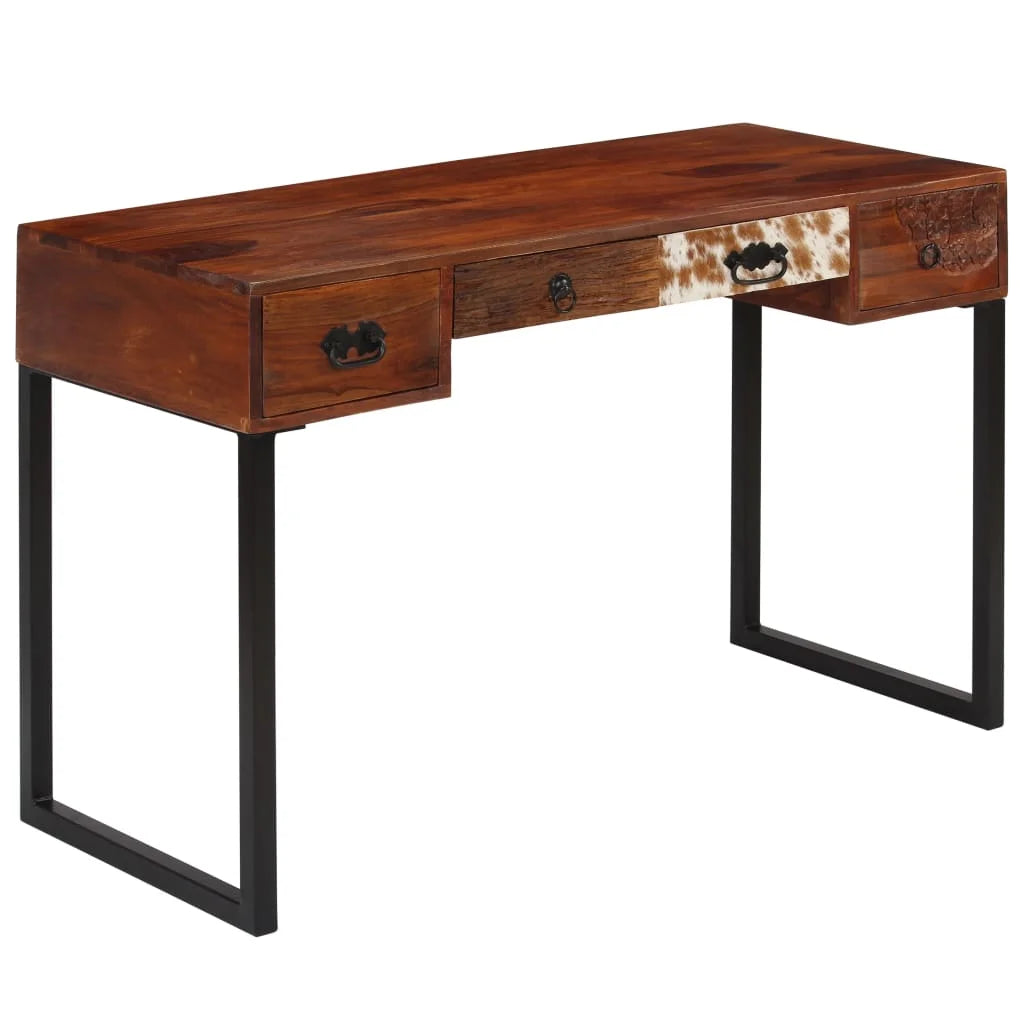 Solid Sheesham Wood and Real Leather Desk C5754
