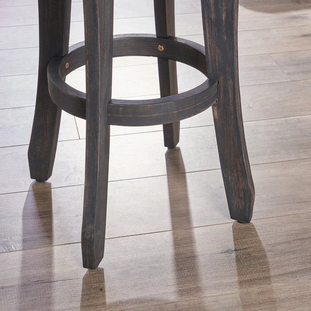 Acacia Wood 30 Inch Backless Barstools, Set of 2 P5521