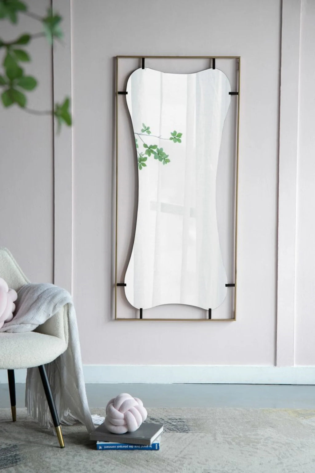 Gold Wall Mirror with Metal Frame L527236