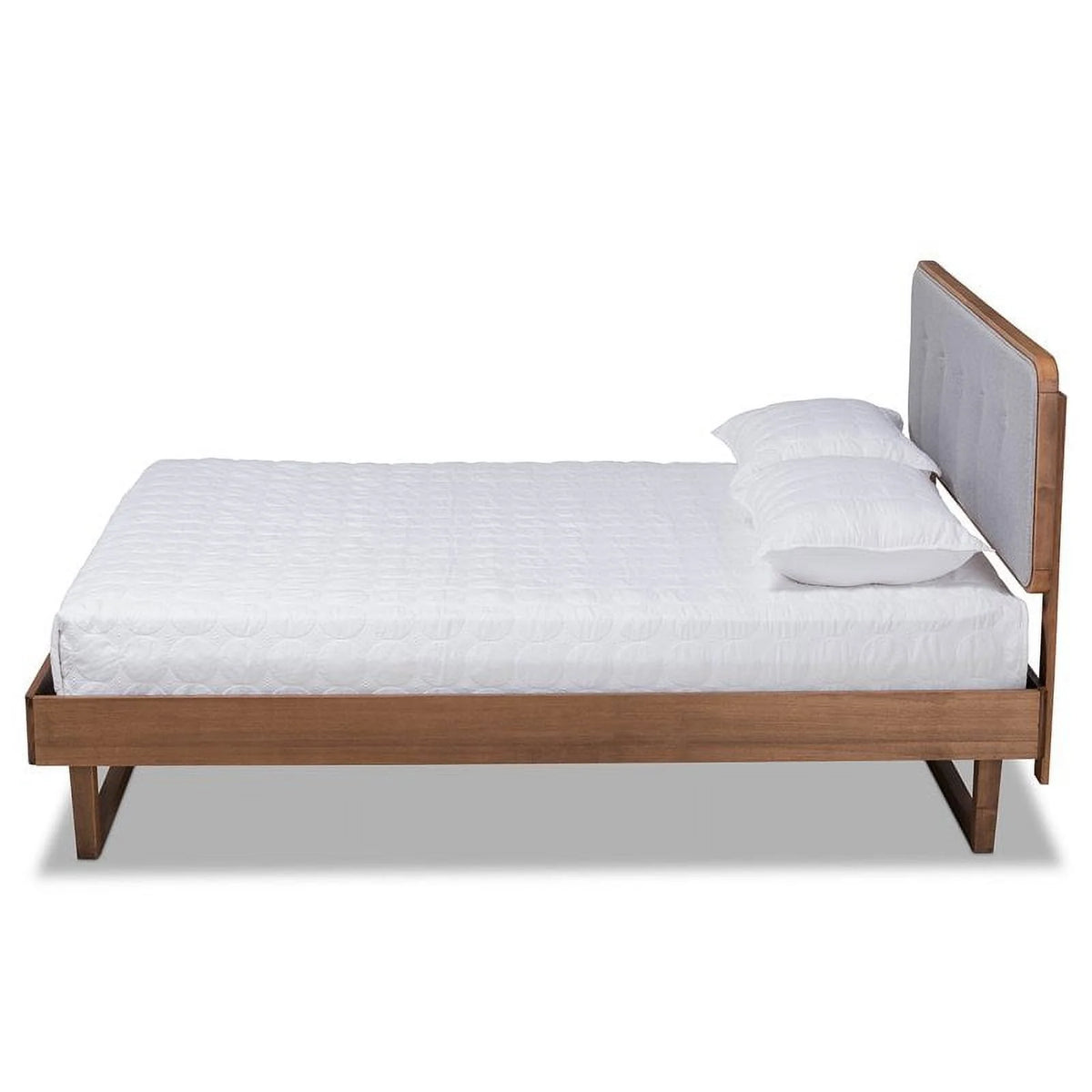 Gray Upholstered Wood Full Size Platform Bed E407