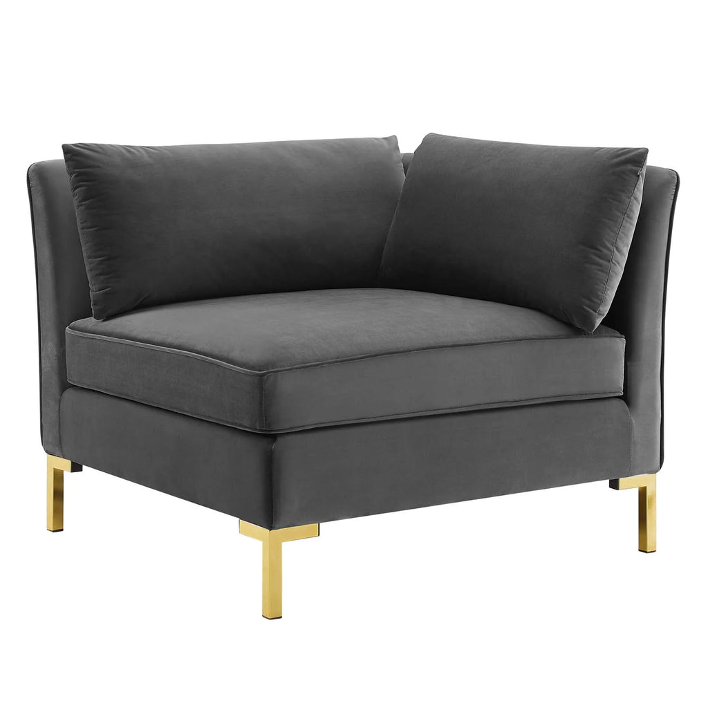 Gray Performance Velvet Sectional Sofa Corner Chair Z107