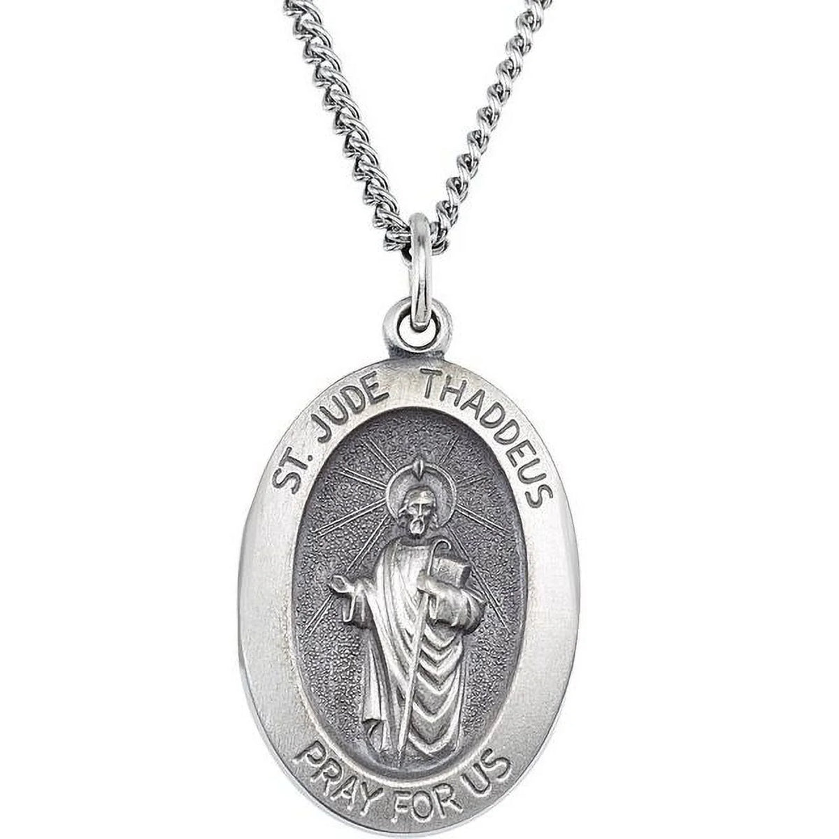 Sterling Silver Oval St. Jude Thaddeus 18" Necklace P72135