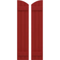 Real Wood Joined Board-n-Batten Shutters with Elliptical Top, Fire Red A483