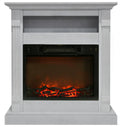 34" Freestanding White Electric Fireplace Heater with Storage Shelf & Remote Control J4860