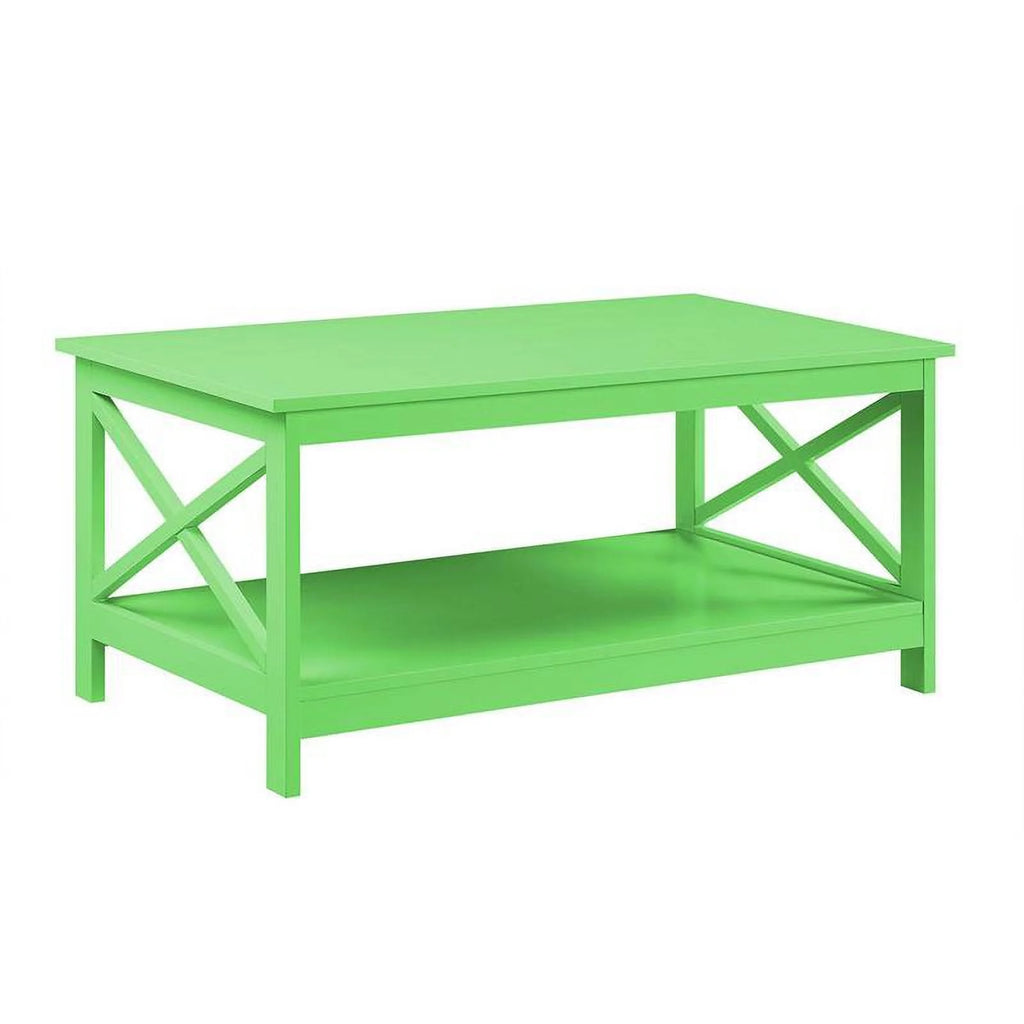 Lime Green Wood Coffee Table with Shelf P3920
