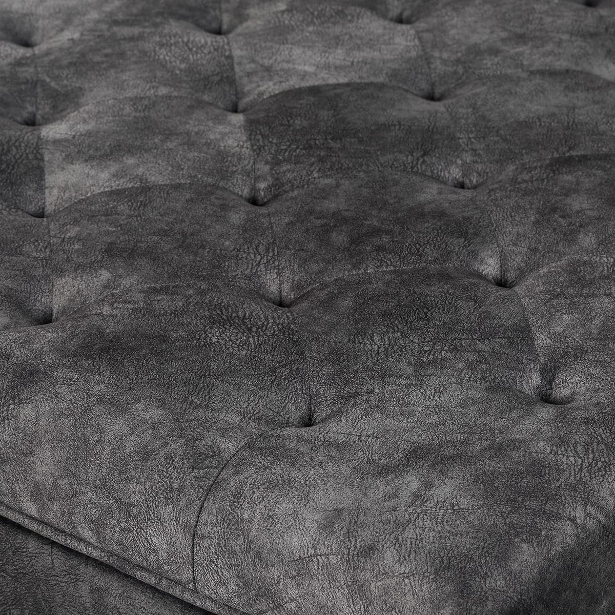 Grey Tufted Storage Ottoman Bench with Wood Legs W454295