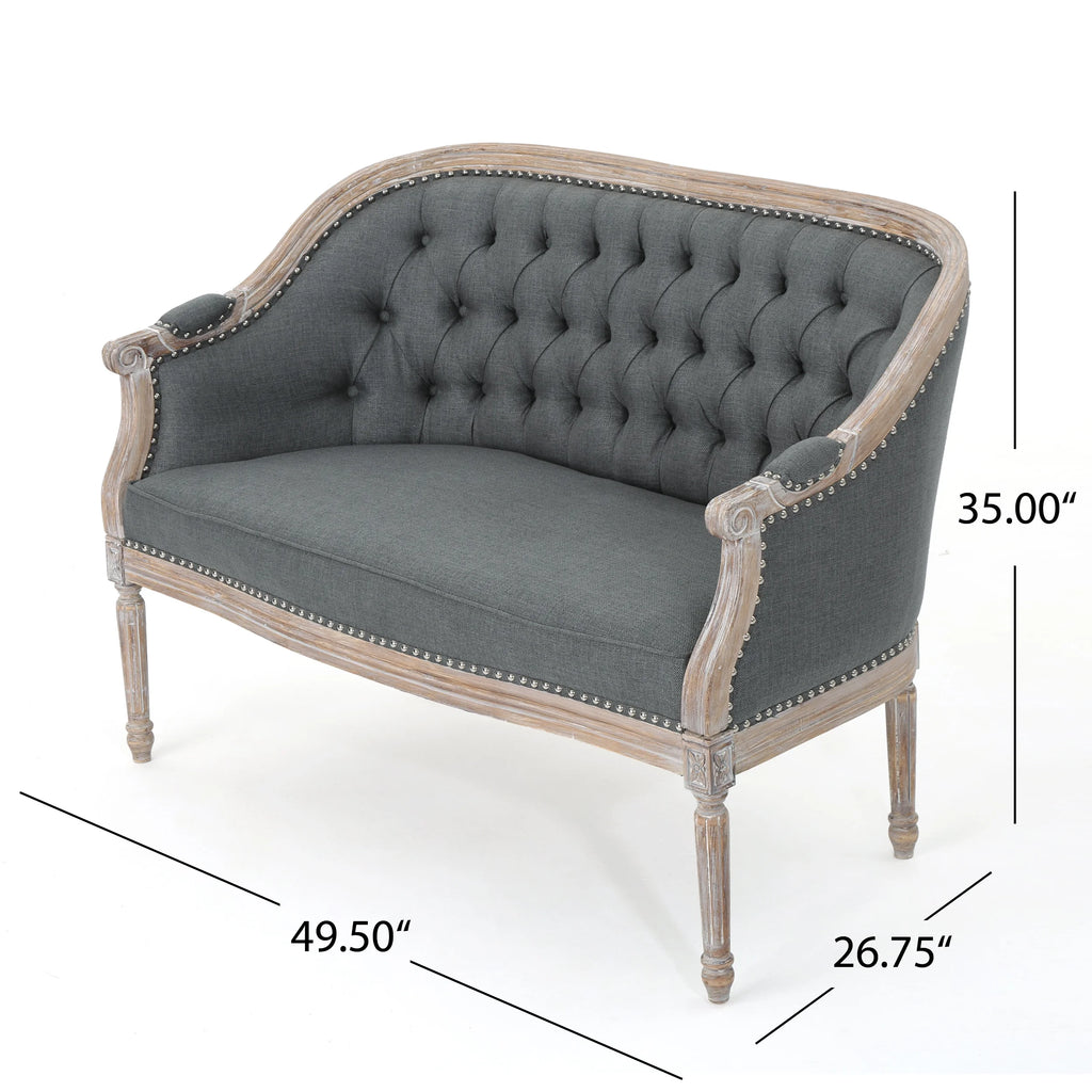 Dark Gray Fabric Loveseat W78036