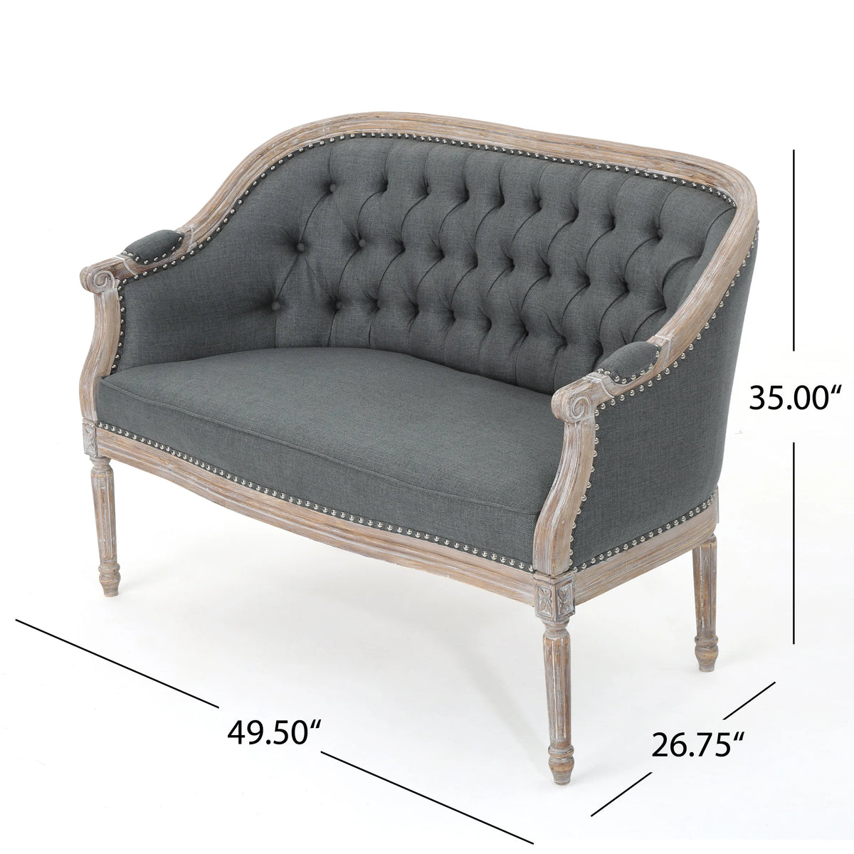 Dark Gray Fabric Loveseat W78036
