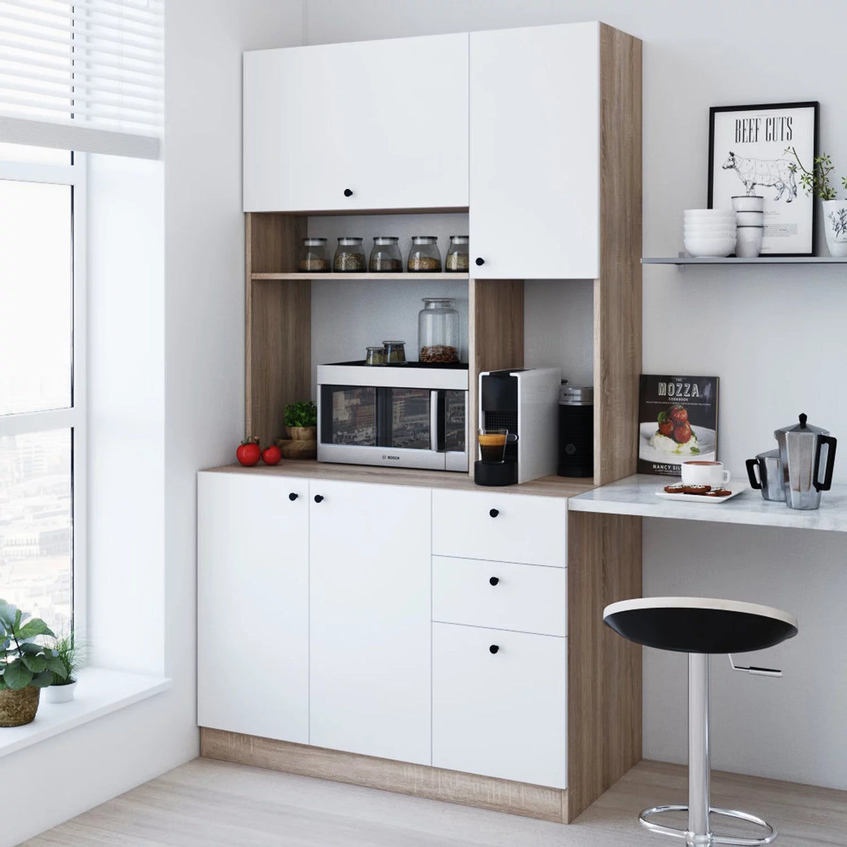 White Pantry Kitchen Storage Cabinet U158