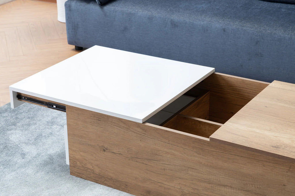27.50 Inch Light Brown Wood Coffee Table with 2 Drawers S8929
