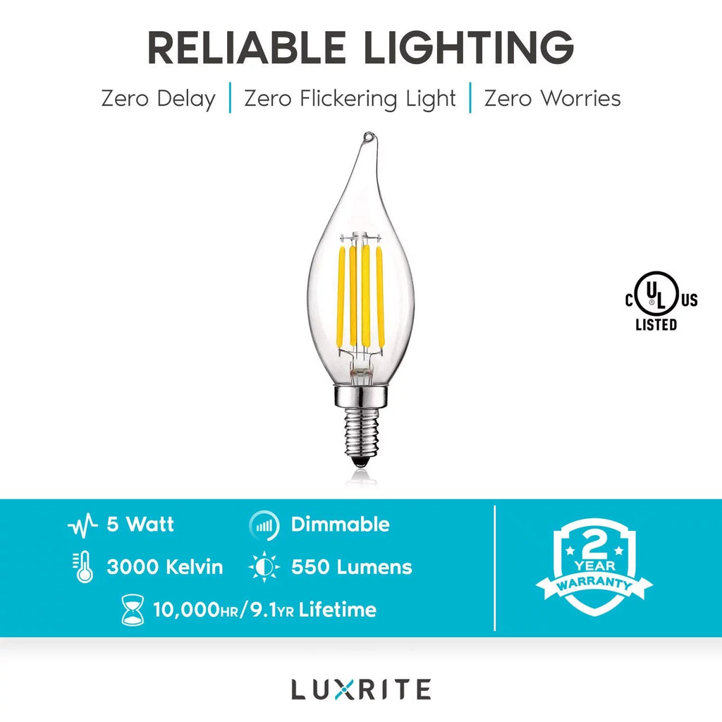 5W E12 Dimmable LED Light Bulbs 3000K 12-Pack Q868764