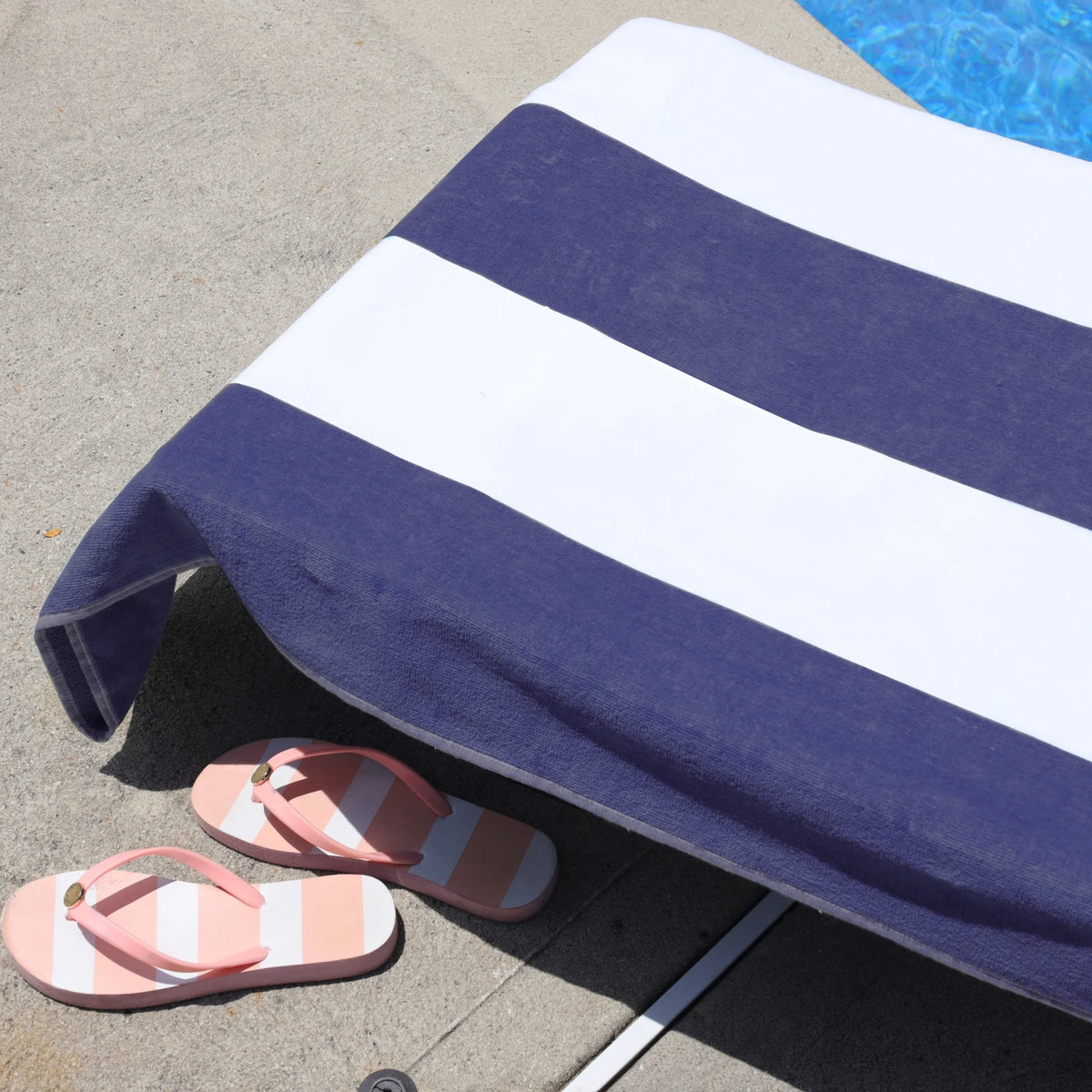 Cotton Blue Cabana Stripe Chaise Lounge Chair Cover G880