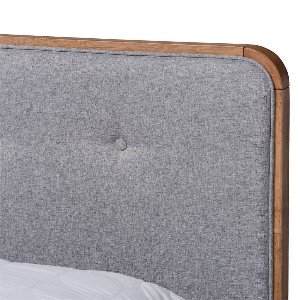 Gray Upholstered Wood Full Size Platform Bed E407