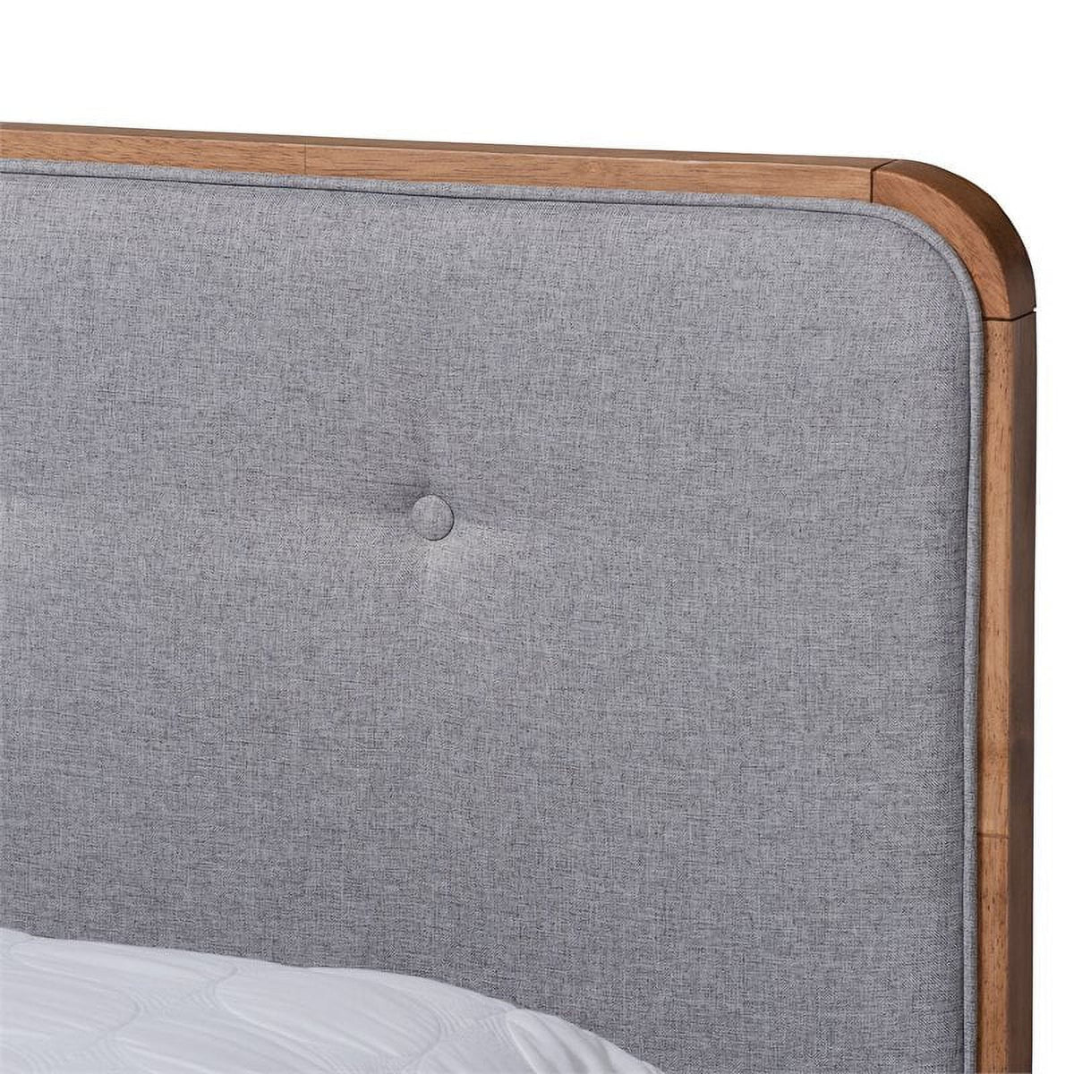 Gray Upholstered Wood Full Size Platform Bed E407