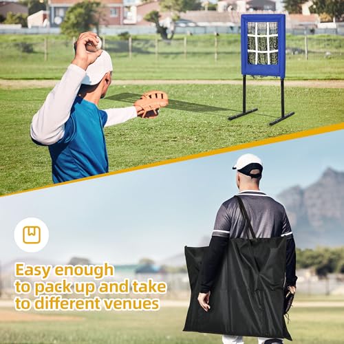 Heavy Duty 9 Hole Baseball Softball Pitching Net with Carry Bag Y83579