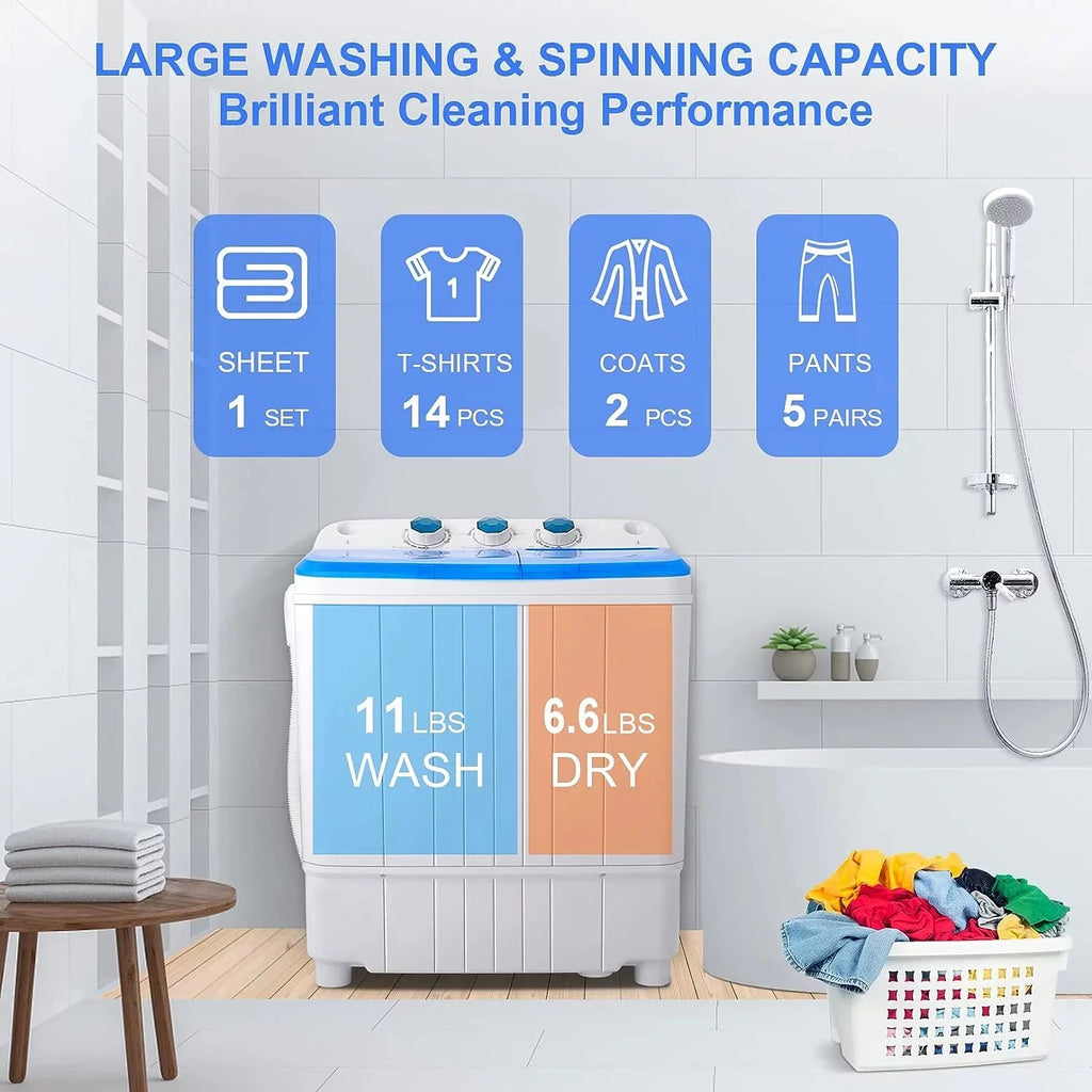 11lbs Washer & 6.6lbs Spin Dryer Combo Washing Machine Q2696
