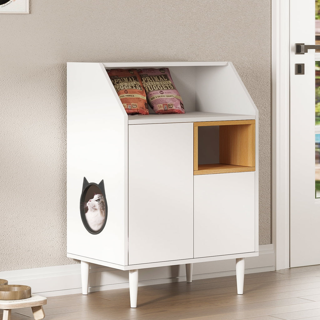 Cat Litter Box Enclosure Wooden Pet Crate Furniture H69931