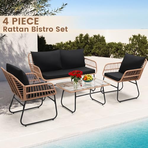 3 Pieces Beige All-Weather Wicker Patio Bistro Set C7196
