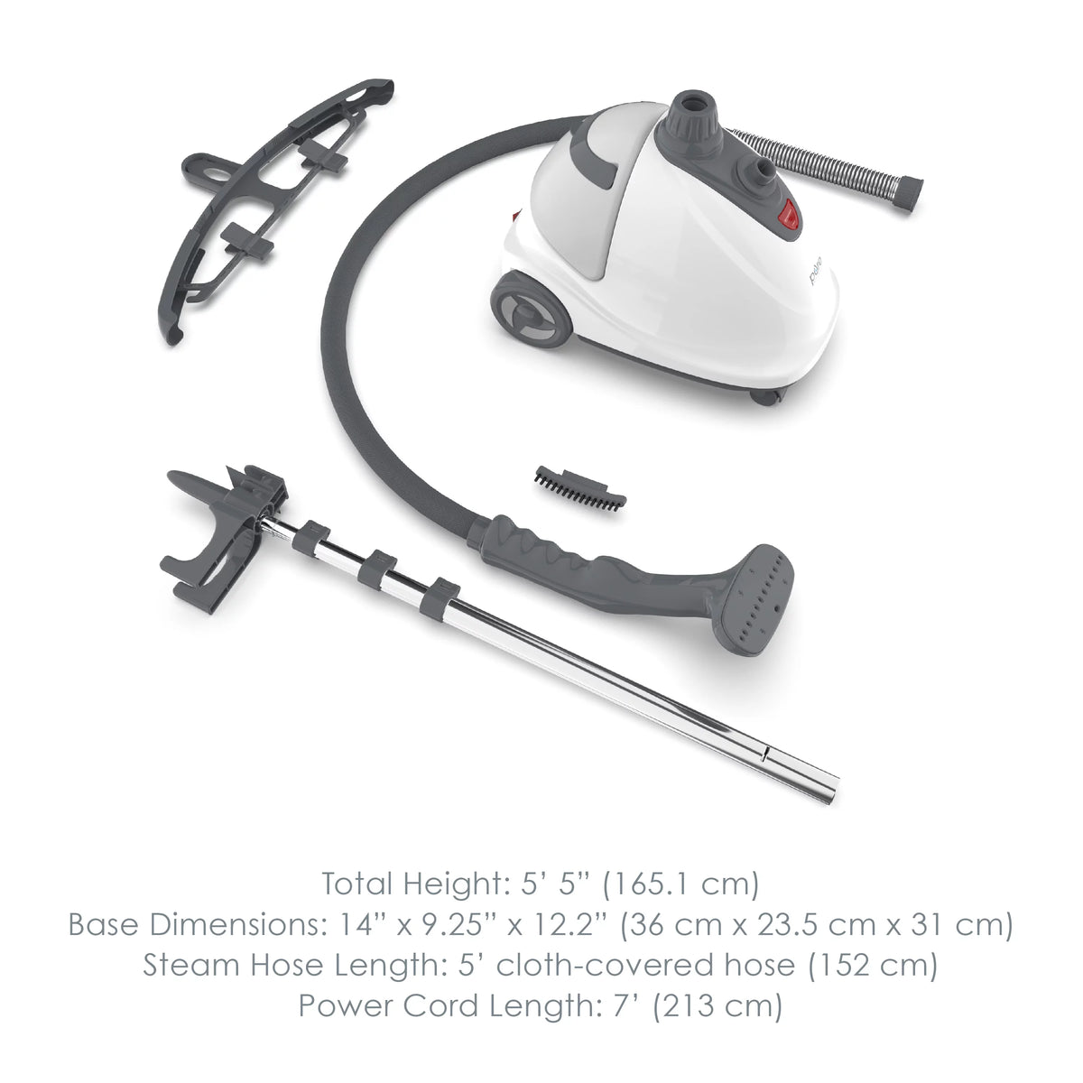 Standing Steamer with Garment Hanger, Fabric Brush and Easy-roll Wheels P854144