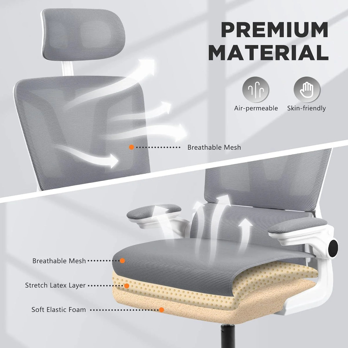Dark Grey Ergonomic Mesh Office Chair with Lumbar Support Pillow U80710