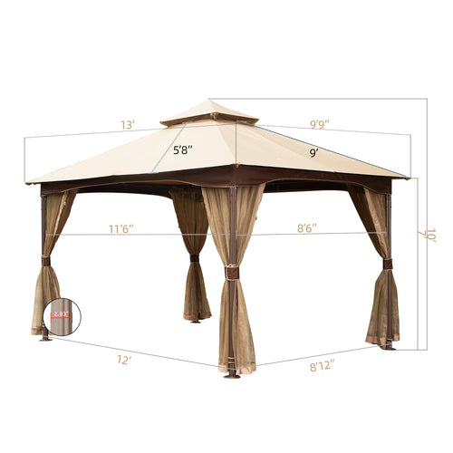 10'x13' Patio Gazebo with Mosquito Netting S879