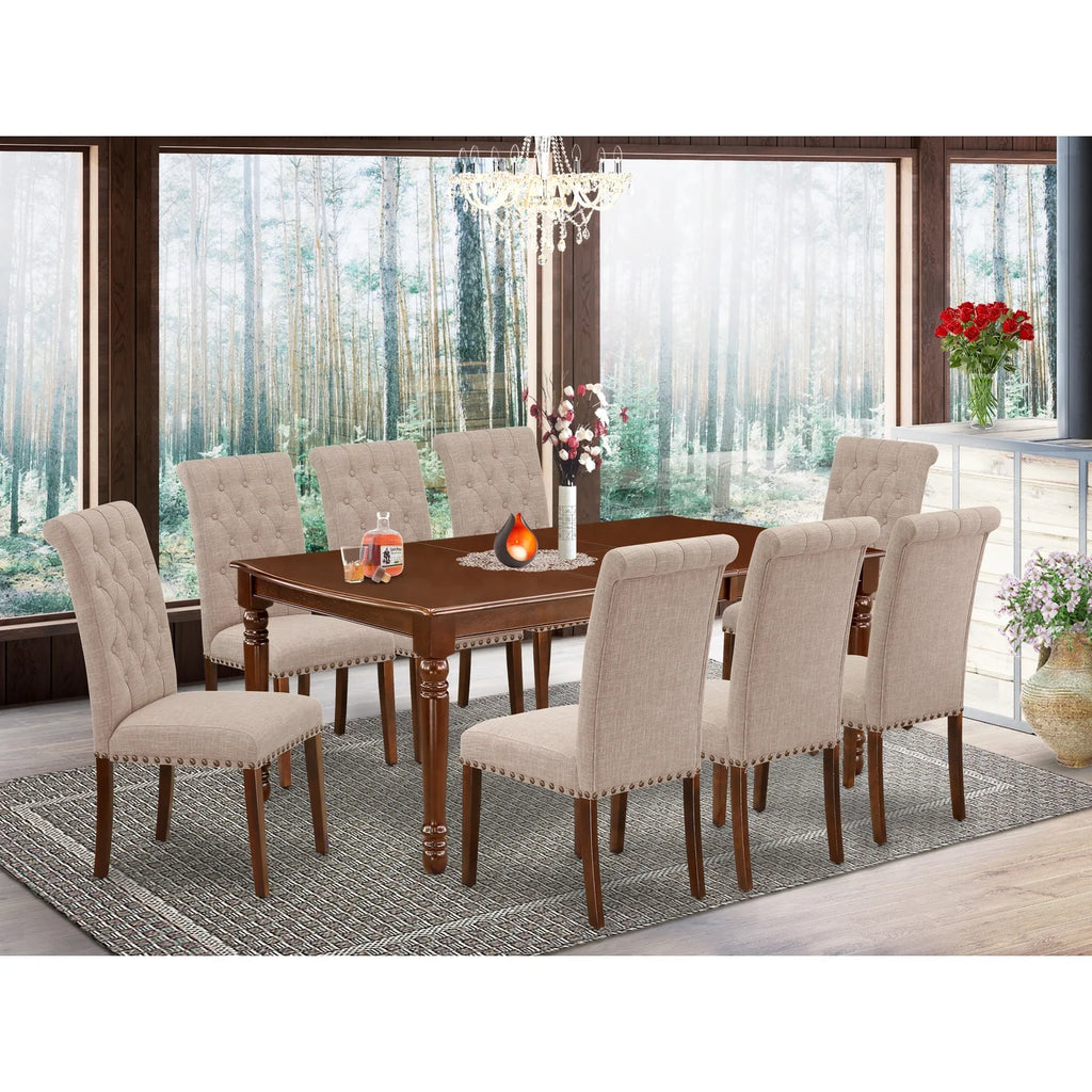 9 Pc Dining Set with Rectangle Table and 8 Chairs D590