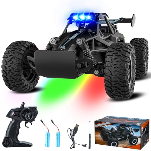 Remote Control Car with LED Lights, 2.4GHz 2WD Monster Truck, Red X451