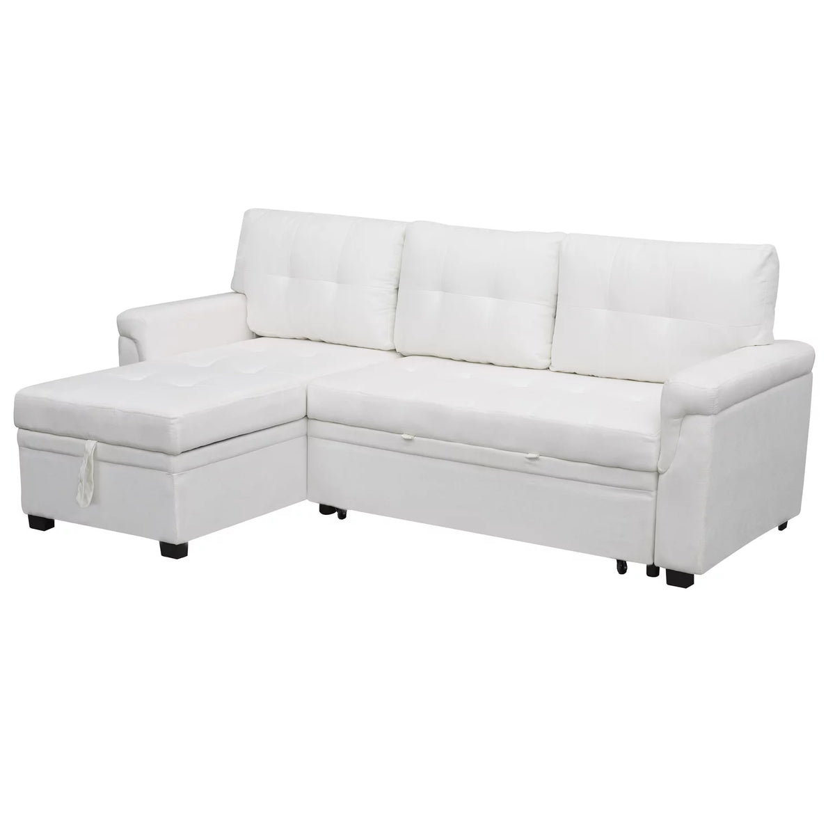 White Velvet L-Shaped Sleeper Sofa L34707