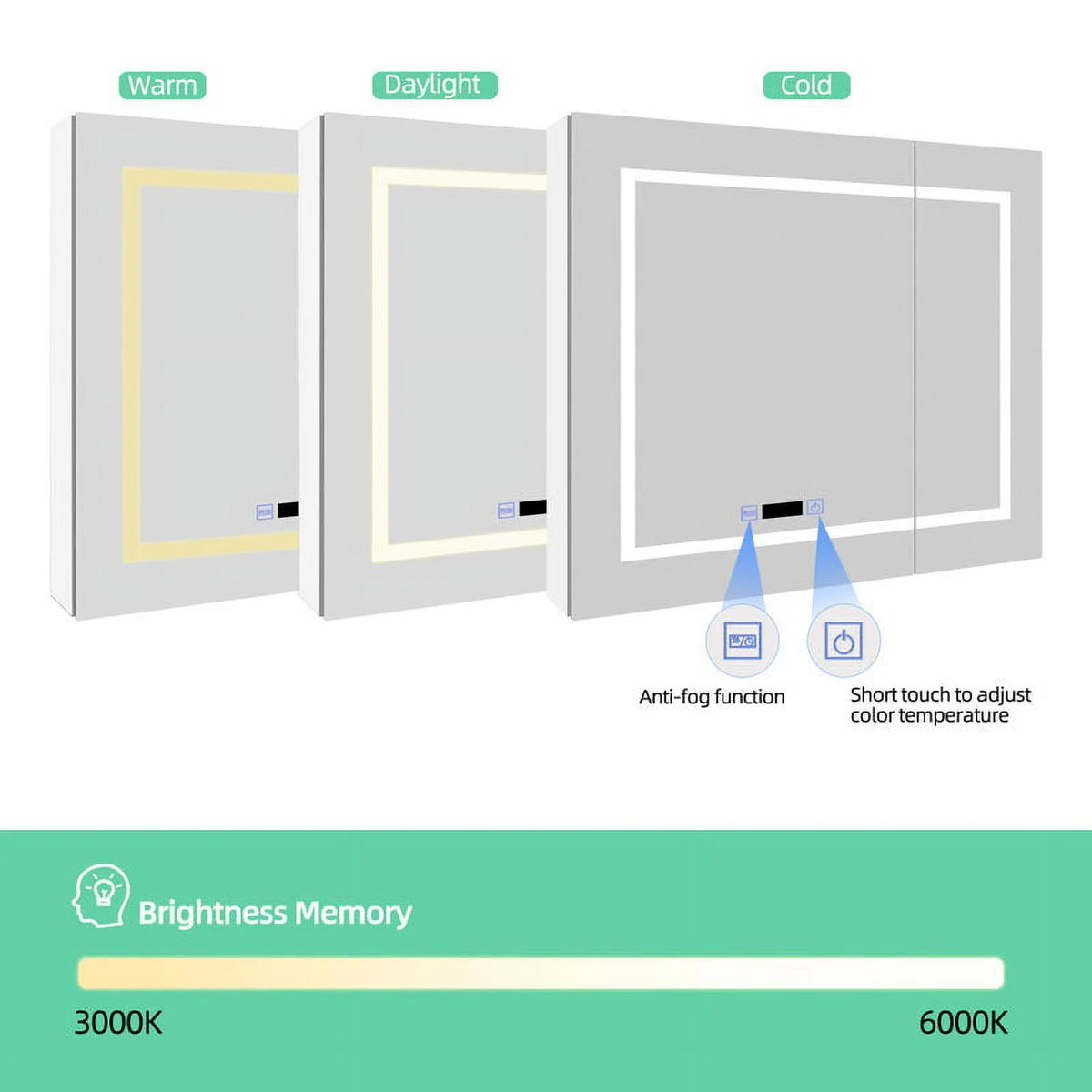White LED Bathroom Mirror Cabinet D4167