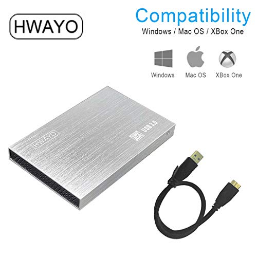 1TB Ultra Slim Portable External Hard Drive USB3.0 Silver C84391