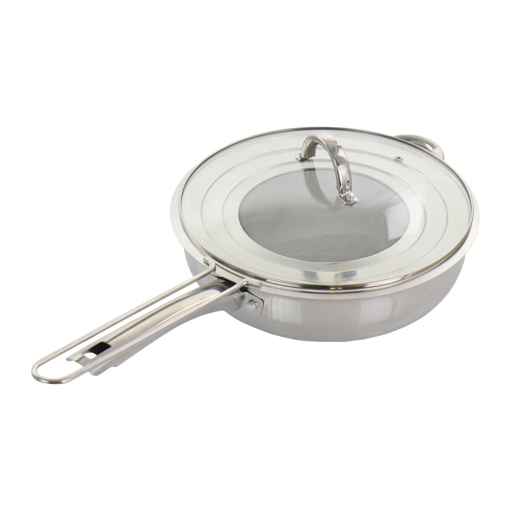 3 Piece 4 Quart Stainless Steel Saute Pan with Lid F423
