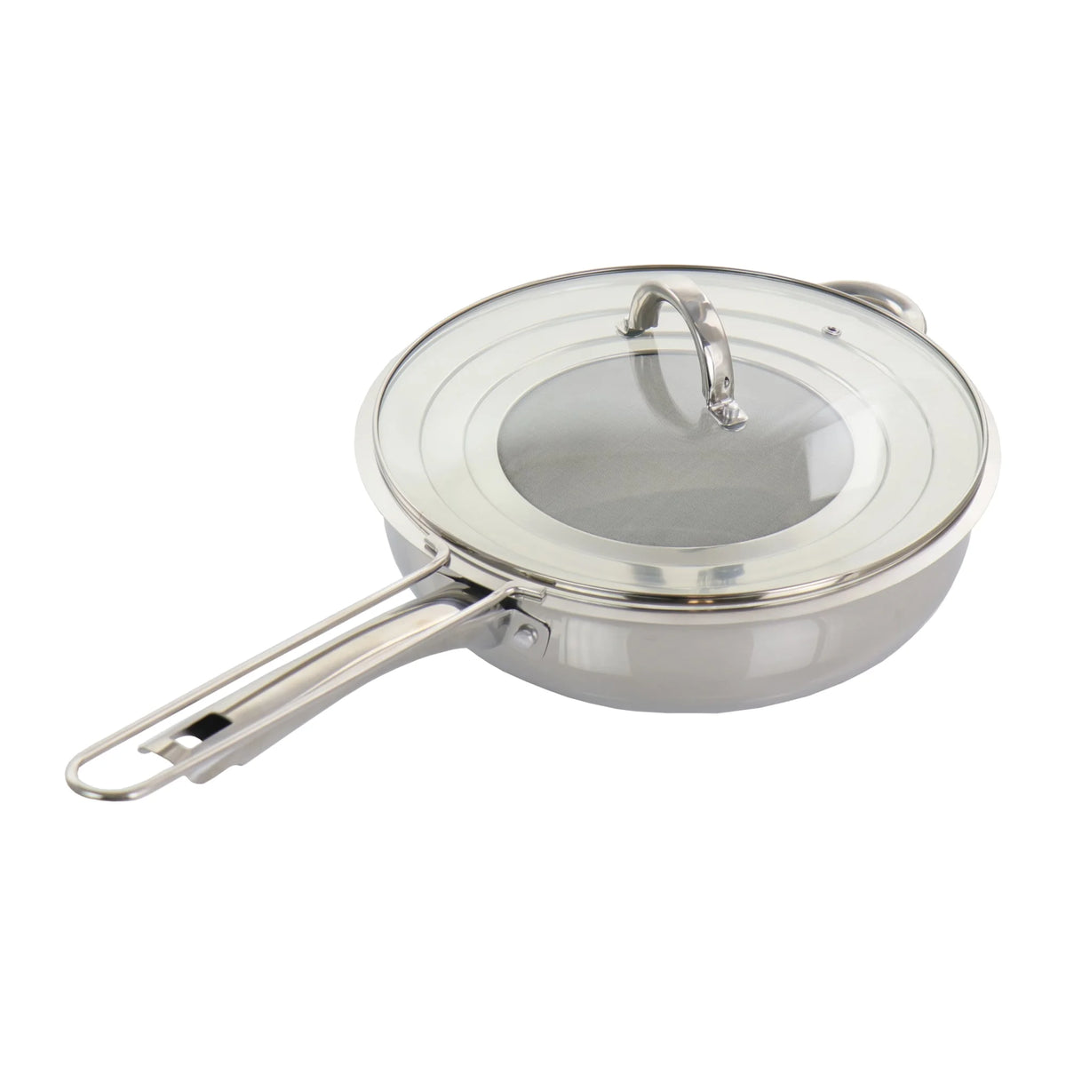 3 Piece 4 Quart Stainless Steel Saute Pan with Lid F423