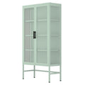 Mint green Double Glass Door Adjustable Shelves Cold-Rolled Steel Storage Cabinet S3617
