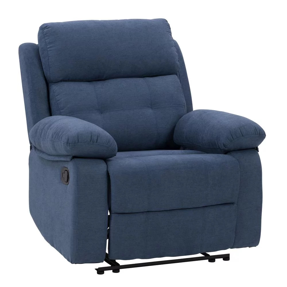 Blue Fabric Manual Recliner V1367