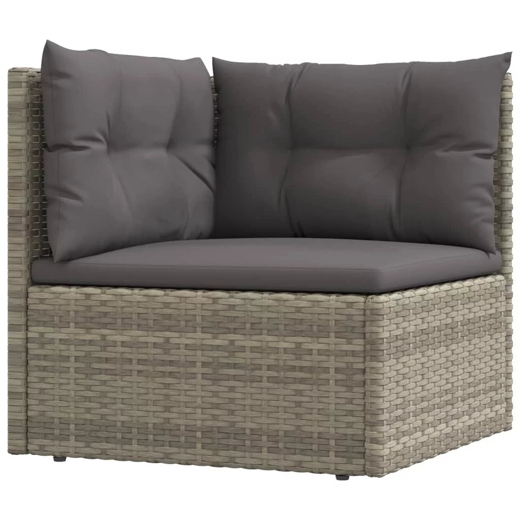 8 Piece Patio Set with Cushions Gray Poly Rattan I46971