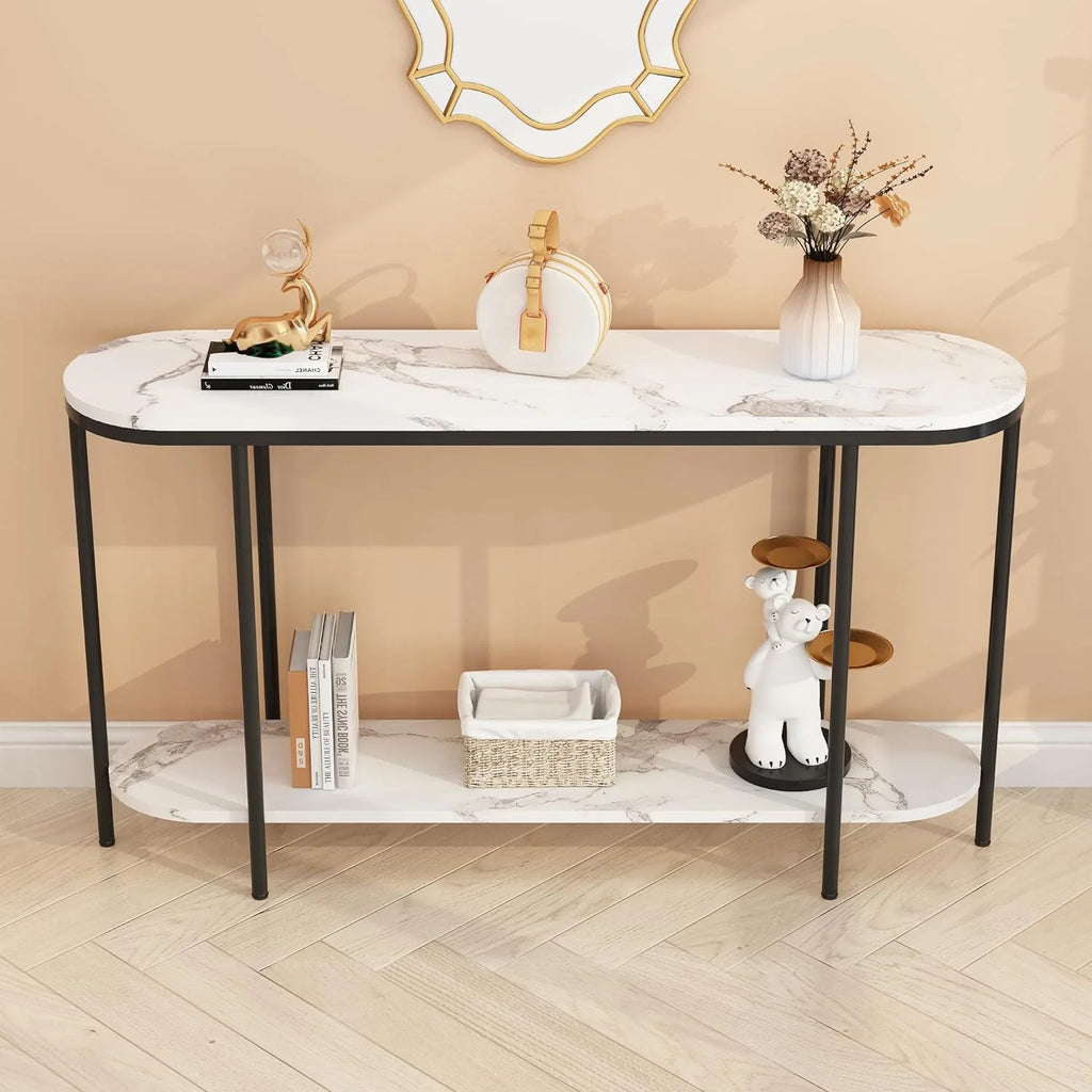 Faux Marble 2 Tier Sofa Table N308