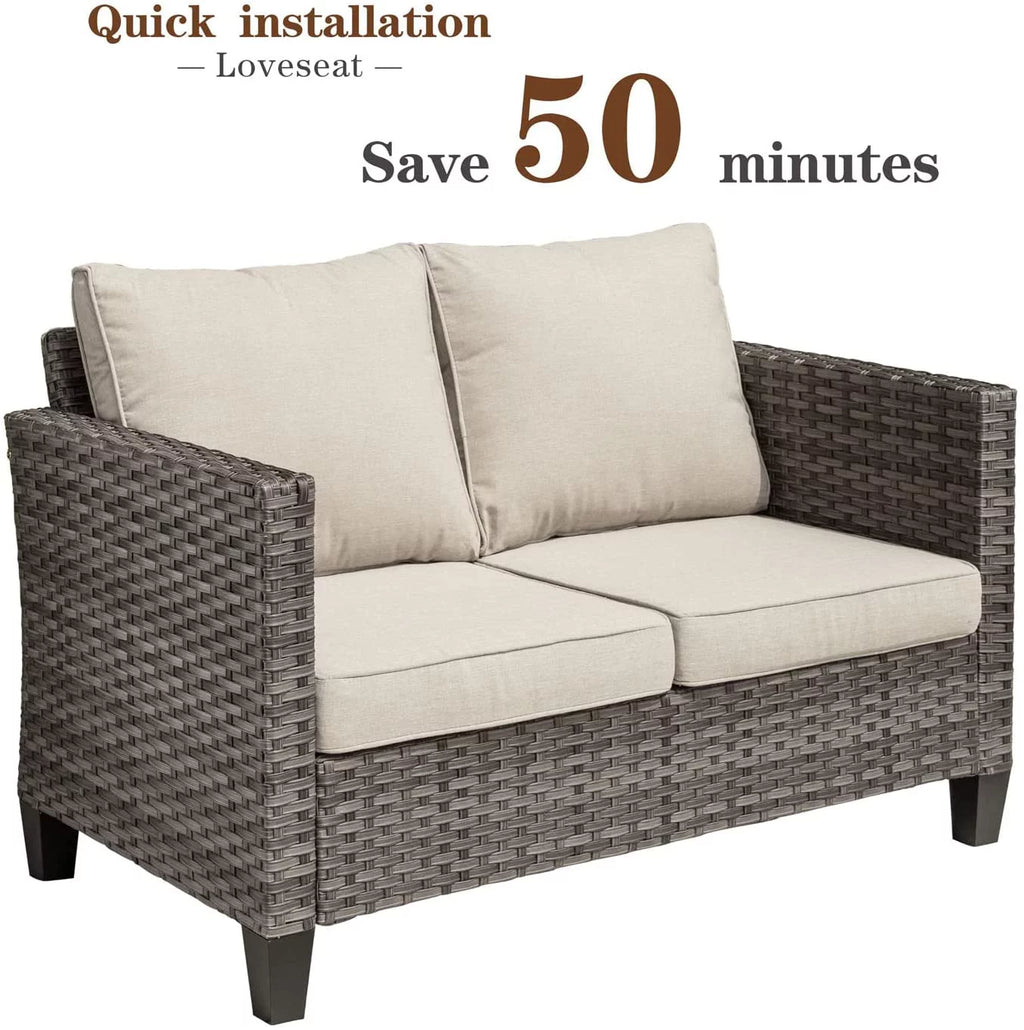 All-Weather Wicker Rattan Sofa with Cushions P80916
