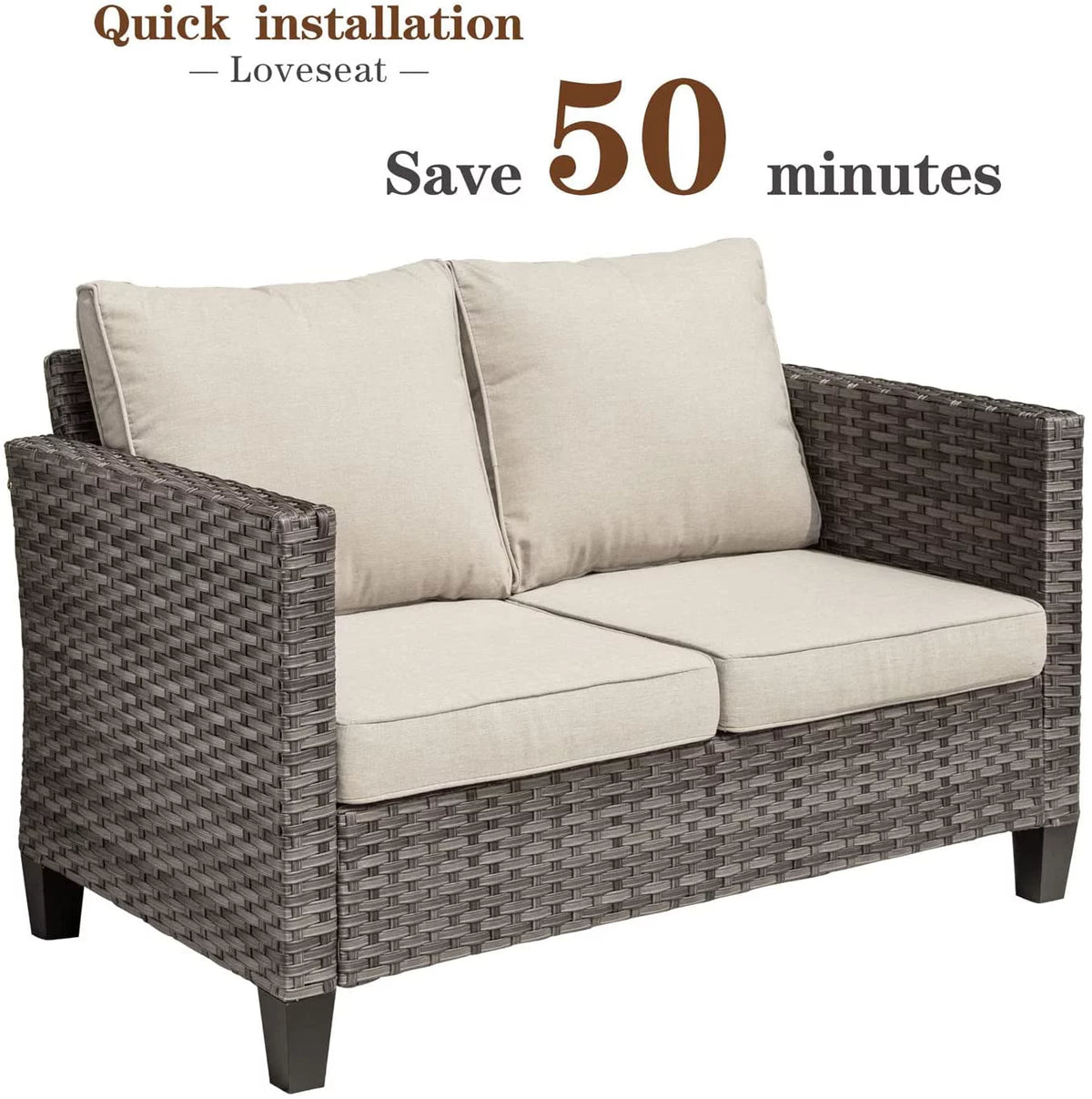All-Weather Wicker Rattan Sofa with Cushions P80916