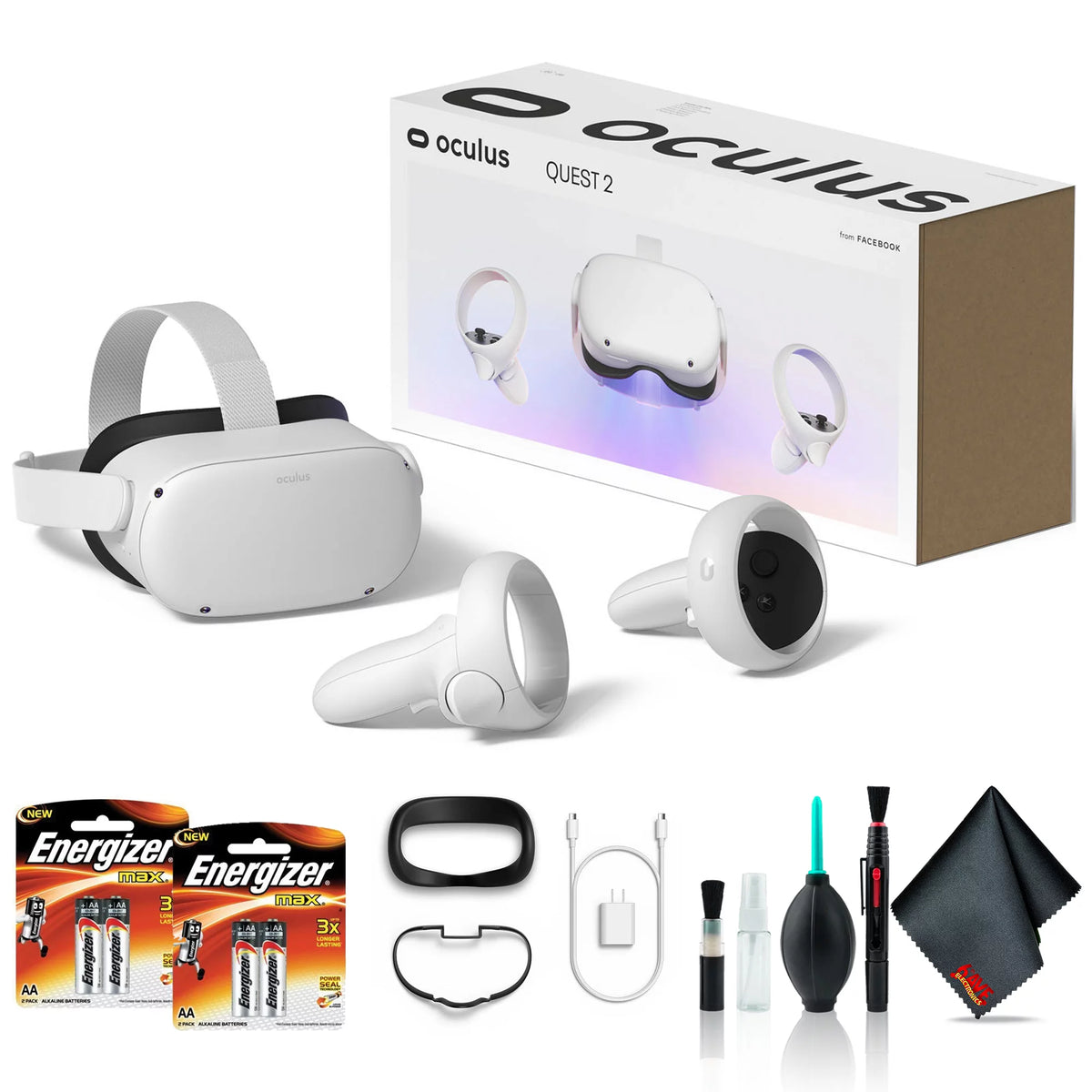 128GB VR Headset Bundle with Batteries and Cleaning Kit G650