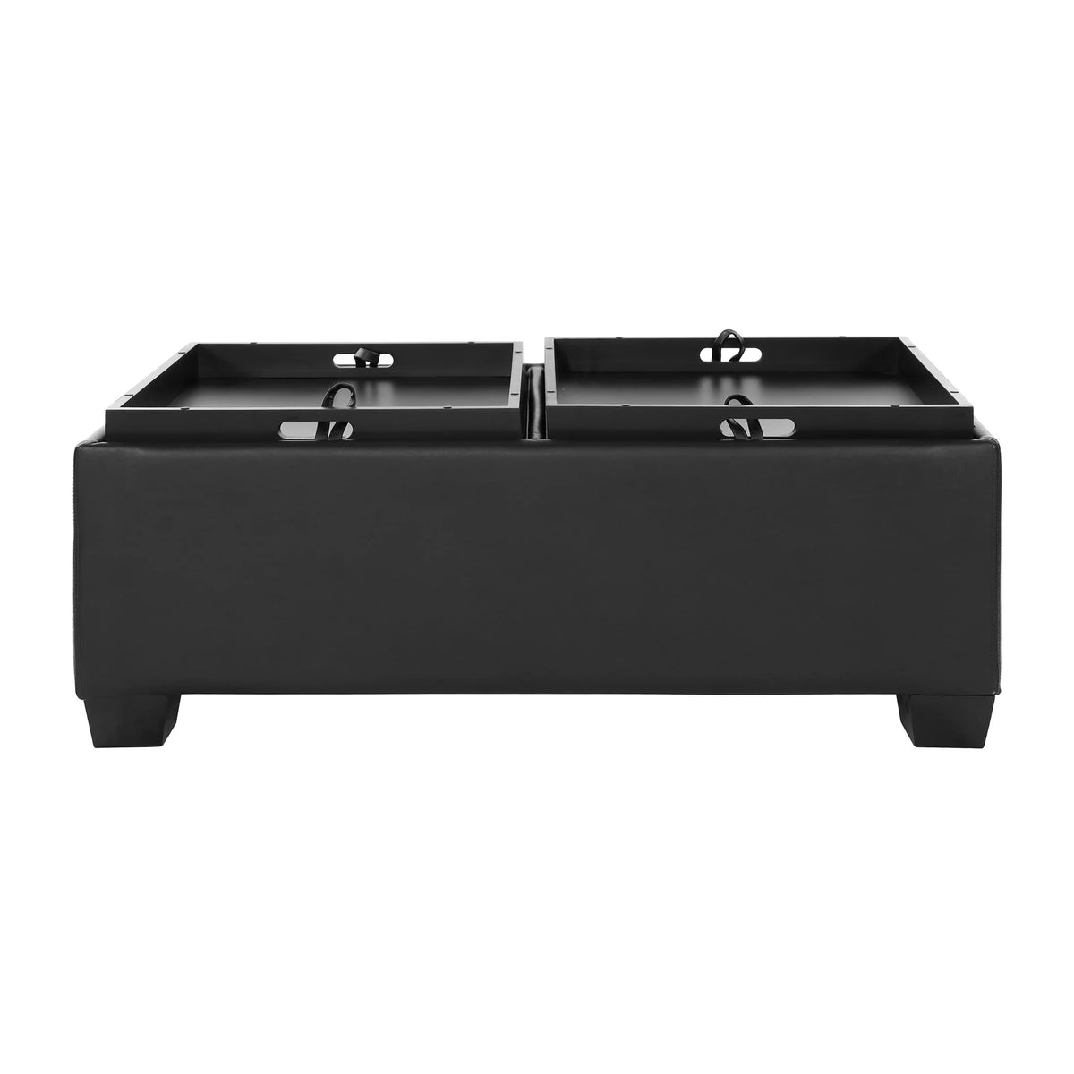 Espresso Faux Leather Upholstered Storage Cocktail Ottoman H3761