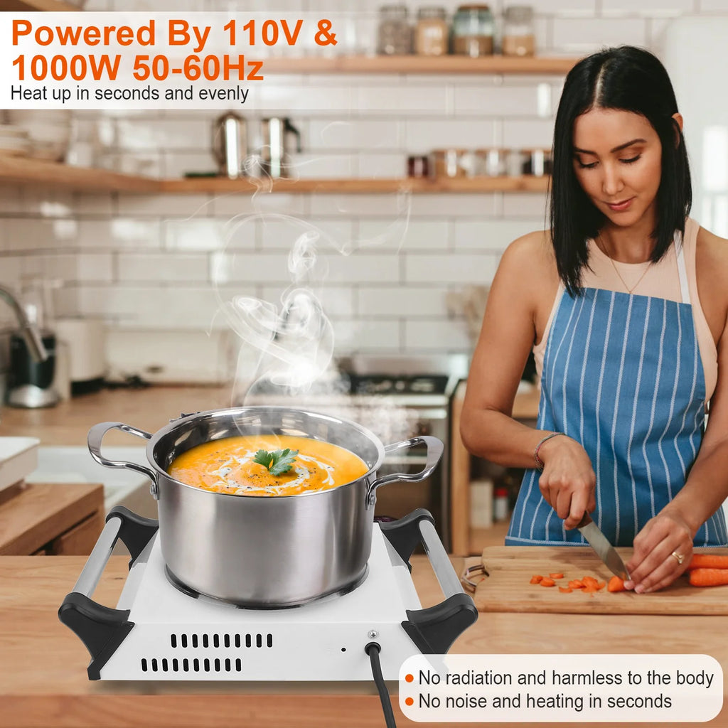 1000W Electric Single Burner Portable Hot Plate with 5 Temperature Adjustments V986