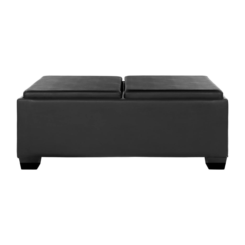 Espresso Faux Leather Upholstered Storage Cocktail Ottoman H3761