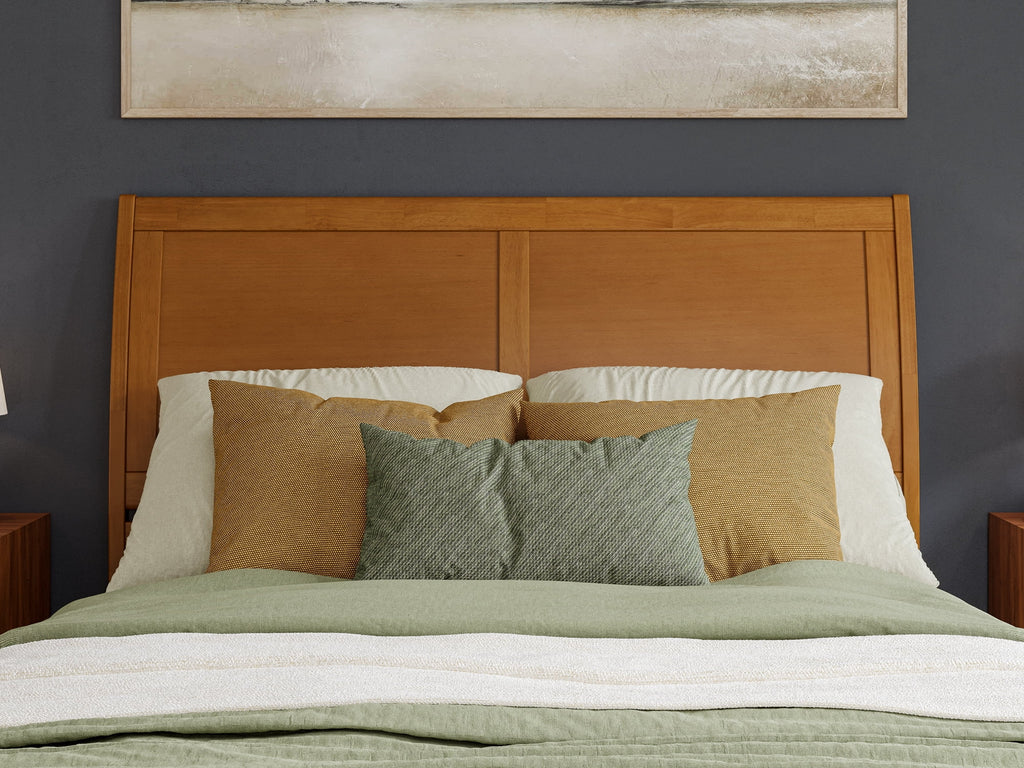 Queen Sleigh Solid Wood Panel Headboard with Attachable Charger S272