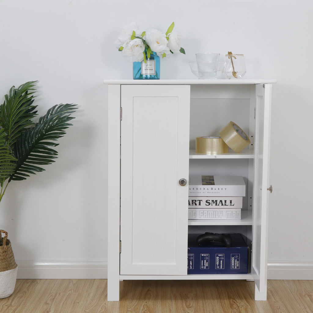 White 2-Door Wooden Bathroom Storage Cabinet M8023