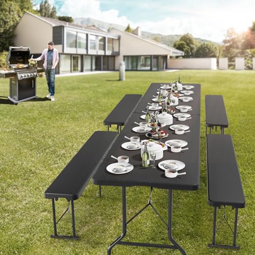 White 6 Feet Plastic Folding Bench 2 Pack N8693
