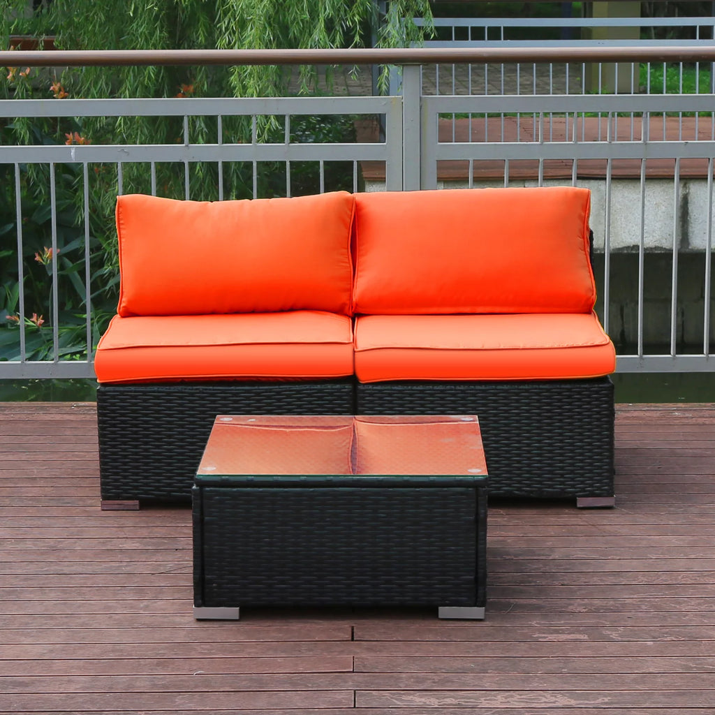3 Pcs PE Rattan Wicker Patio Sofa Set M53444