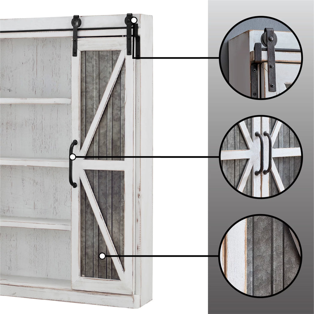 White and Silver Wood Cabinet W163223