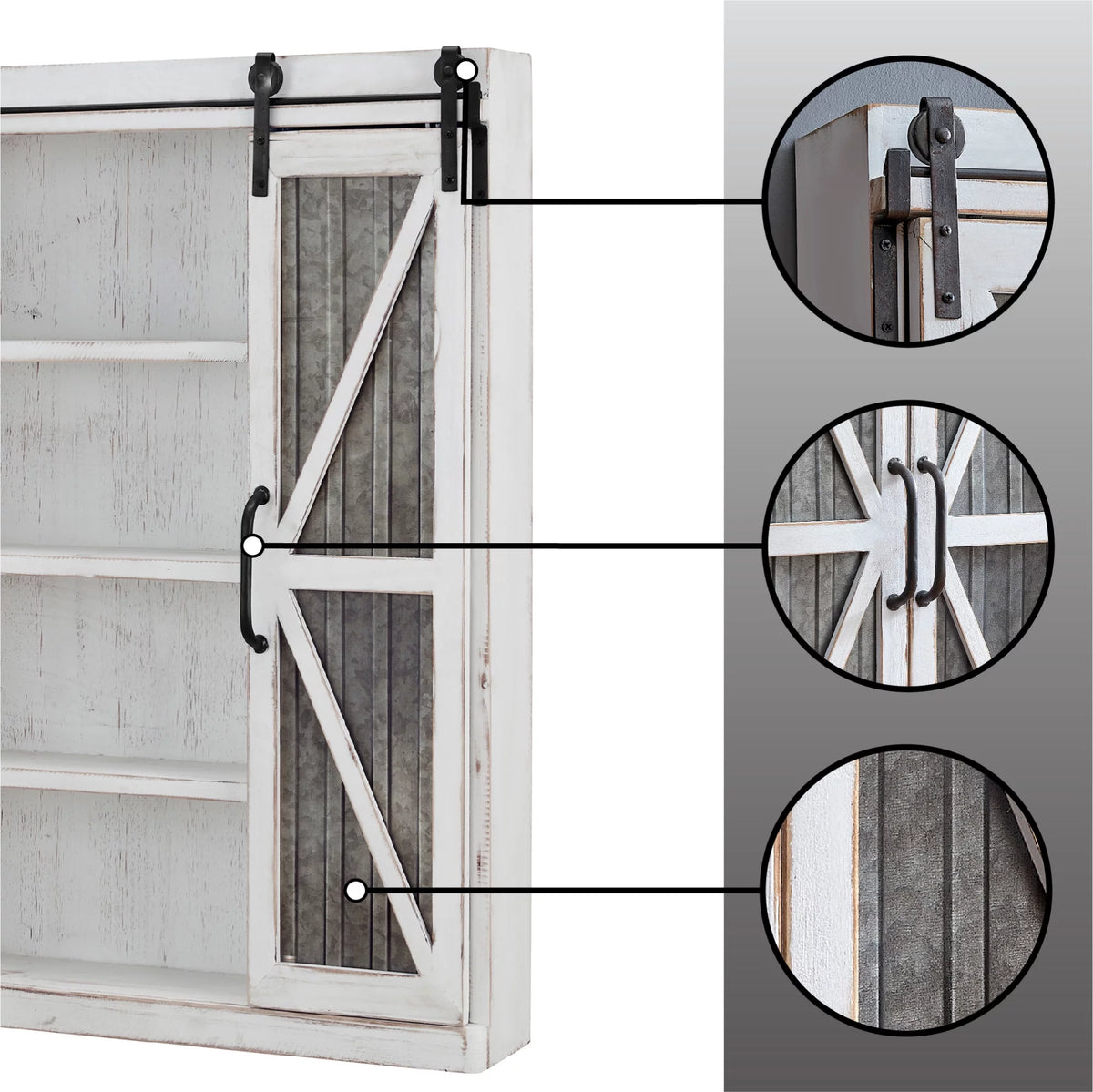 White and Silver Wood Cabinet W163223
