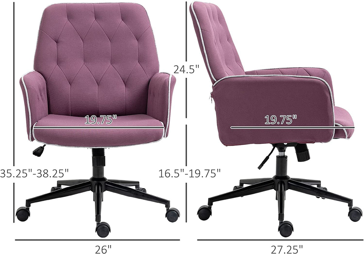 Purple Tufted Spandex Office Desk Chair with Adjustable Height B43596