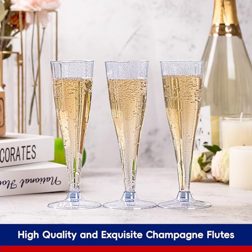 100 Pack 4.5 oz Clear Plastic Champagne Flutes U735215